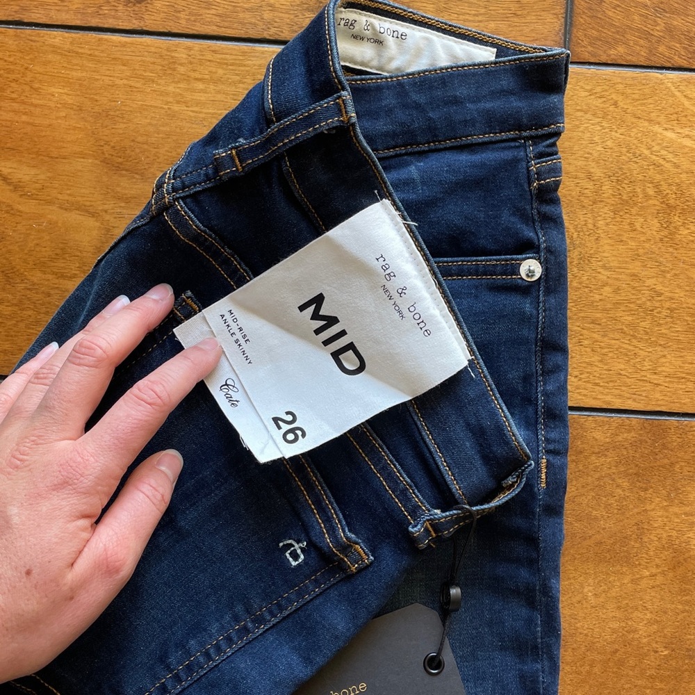 Rag & Bone Mid Rise Dark Wash Skinny Jean